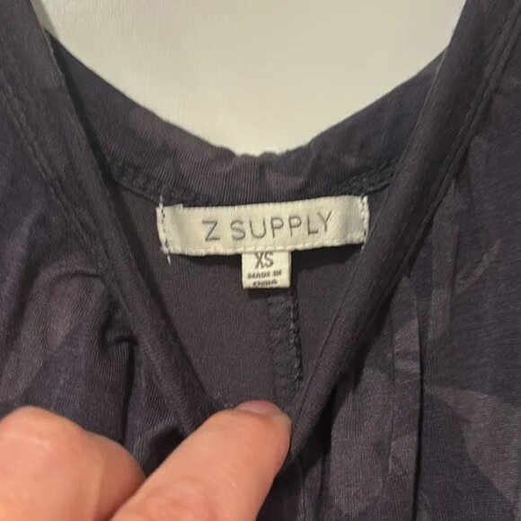 Z Supply Sleeveless Floral Print Wide Leg Flared Jumpsuit Charcoal Gray XS - Picture 3 of 10